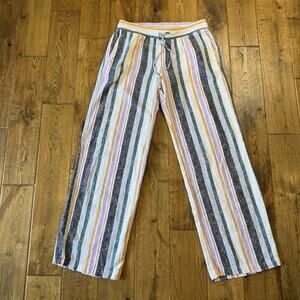 Old Navy Striped Linen Blend Drawstring Pants Relaxed Comfy Women's Sz XS